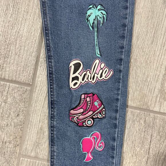 Barbie Girls Denim Jeans Big Girl Size 12 Embellished Patches - Picture 3 of 10